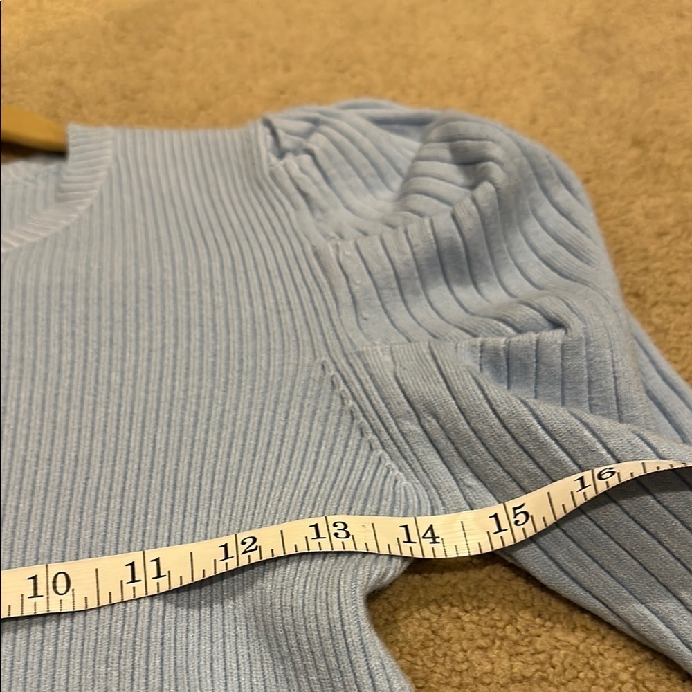 NWOT! Pinch Blue Crew Neck Sweater with Puff Sleeves - Picture 6 of 7